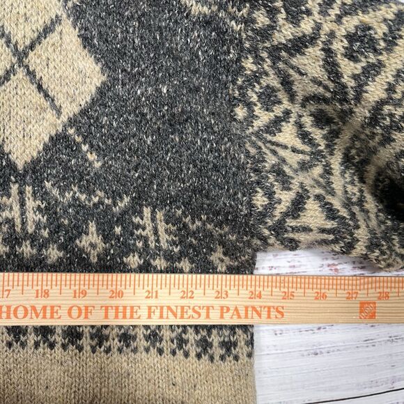 Vintage 90s Woolrich Wool Blend Sweater Mens XL Tan Gray Fisherman Cabin Nordic - Picture 8 of 10